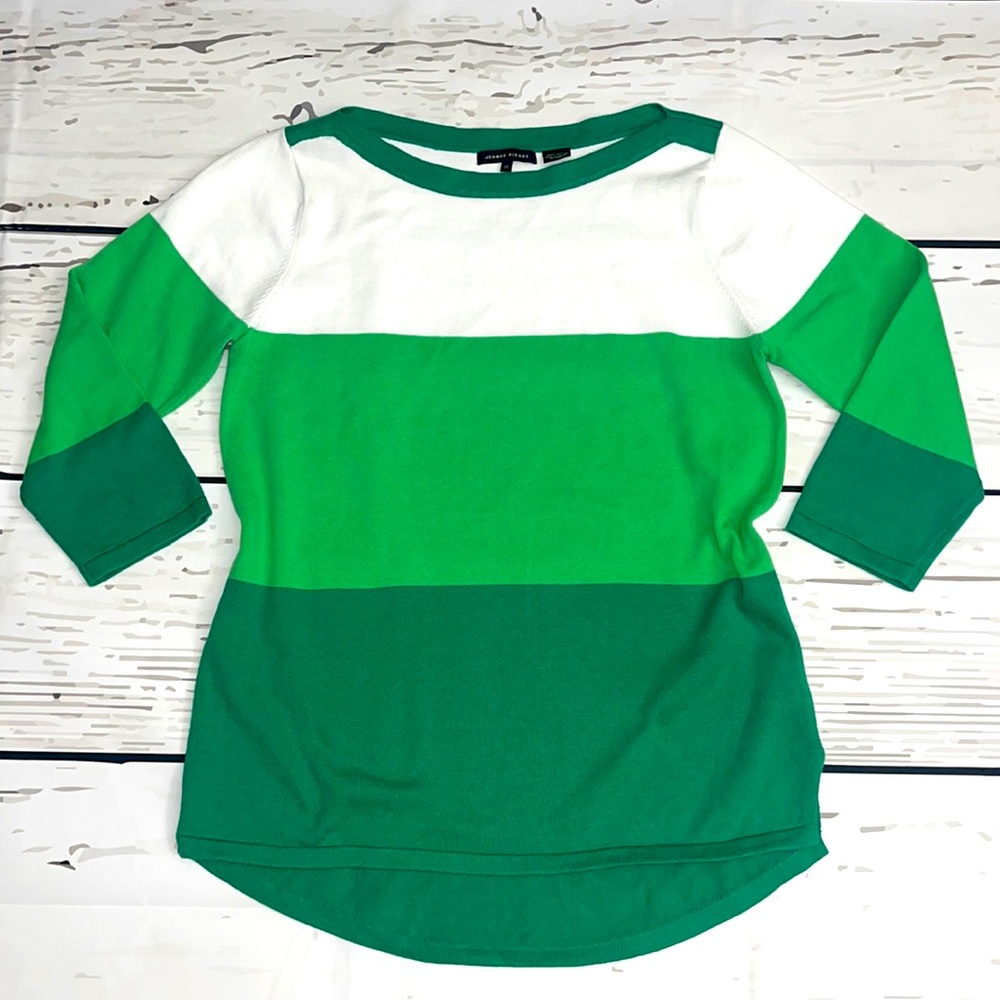 Women’s Jeanne Pierre Boatneck Knit Top Medium Excnt Condition